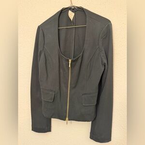 Express Black Women's Blazer with Gold Zipper